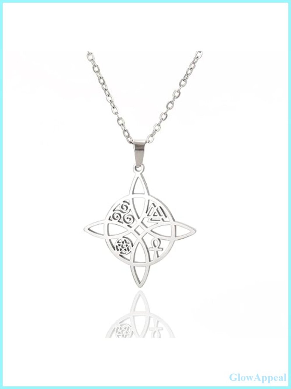 Witches Knot Celtic Pendant Necklace Stainless Steel Good Luck Jewelry
